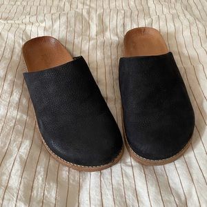 Black Leather Madewell Birkenstock Style Clog